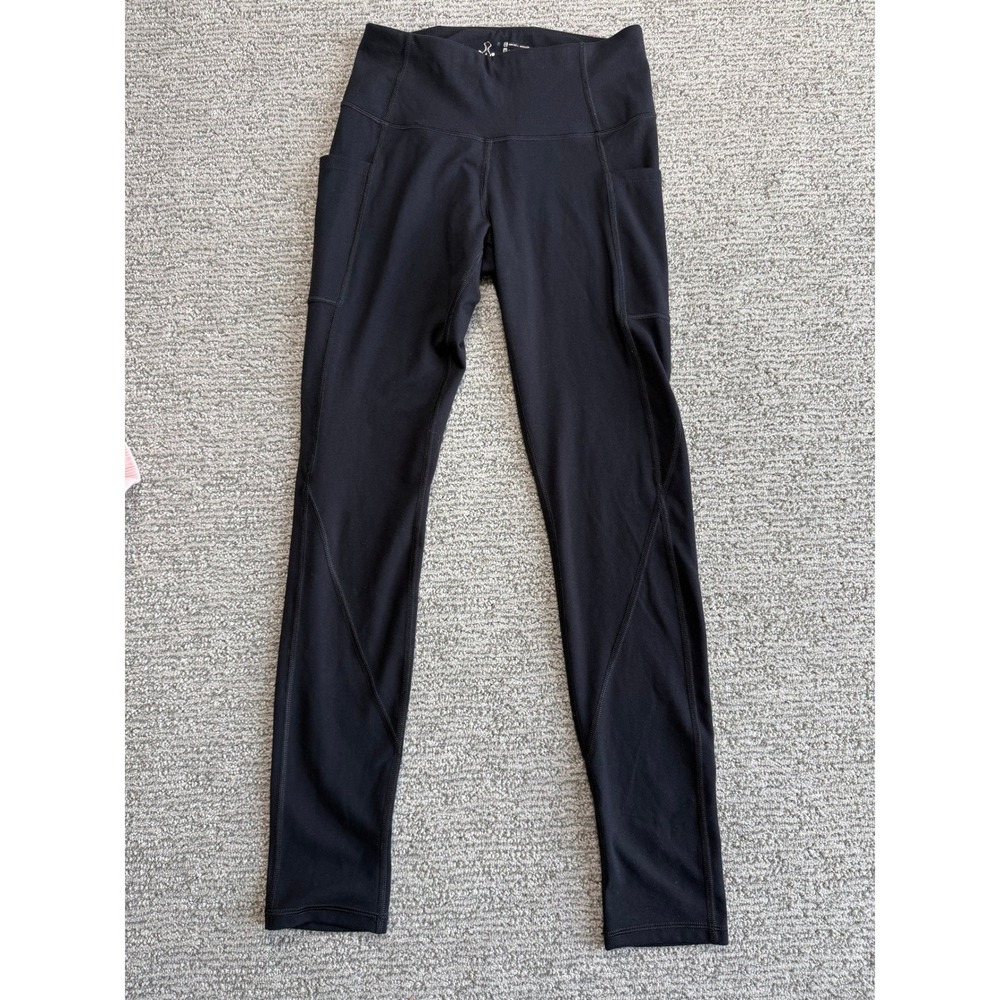 Heathyoga Women Black High Waisted Leggings Pockets Size Small Athletic Yoga